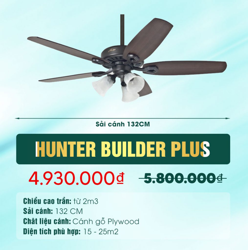 Quạt trần mỹ Hunter Builder Plus