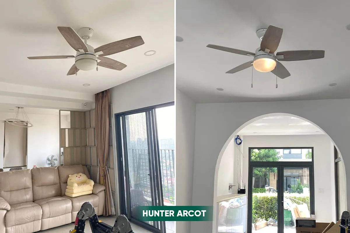 Quạt trần Mỹ Hunter Arcot được ưa chuộng cho phòng ngủ hoặc phòng khách chung cư