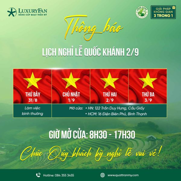 Thông báo nghỉ lễ Quốc khánh 2/9