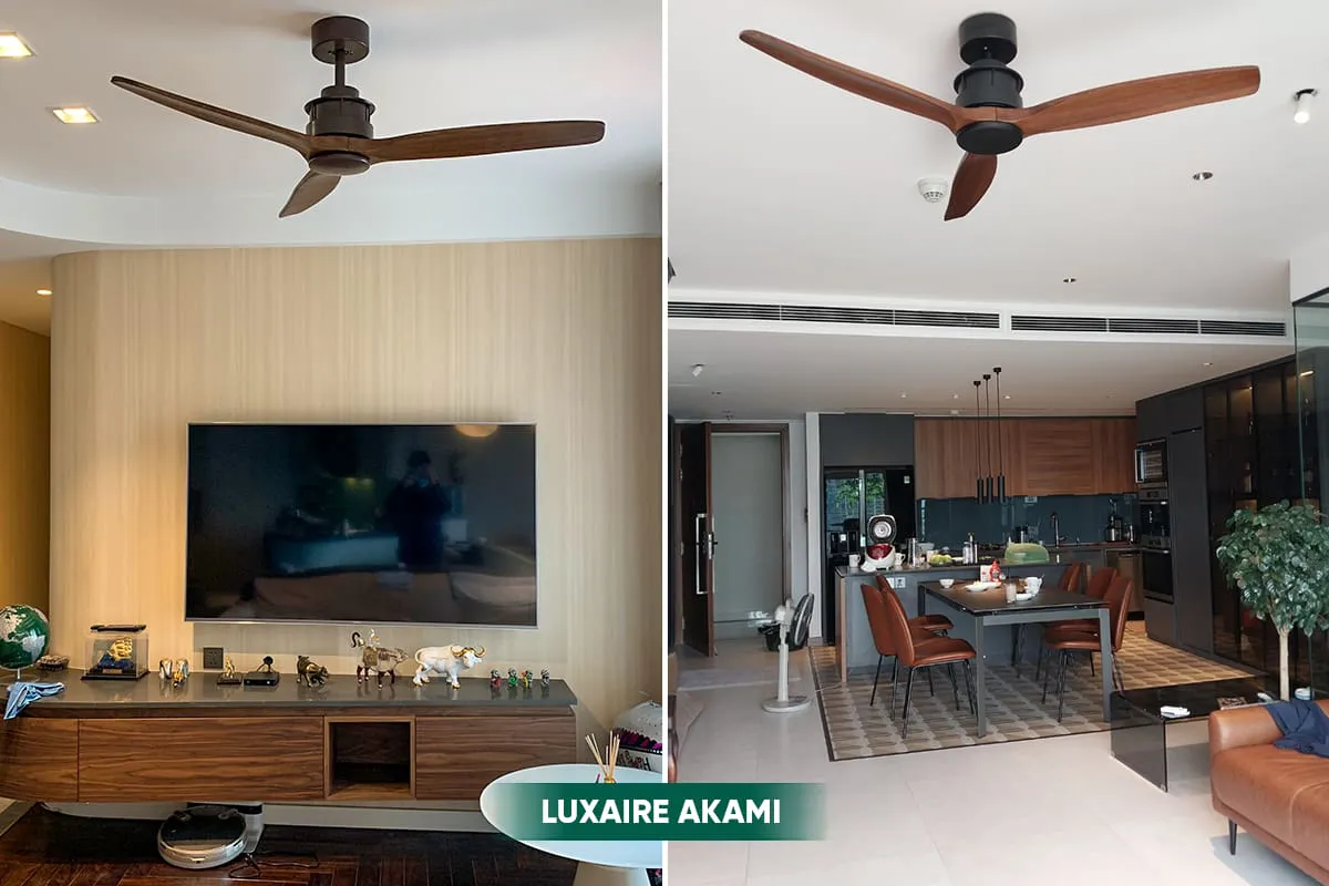 Quạt trần LuxAire Akami tô điểm không gian phòng khách