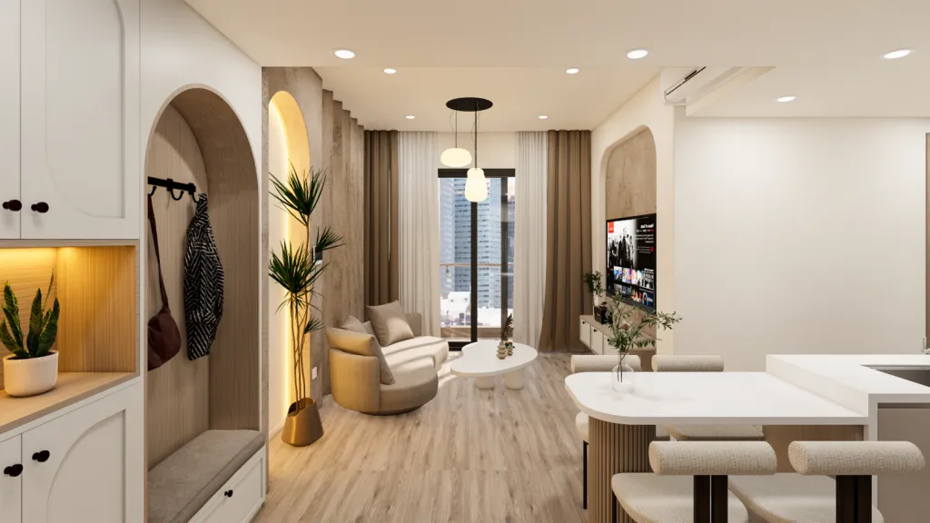 Không gian Wabi Sabi đặc biệt phù hợp với ánh sáng tự nhiên.