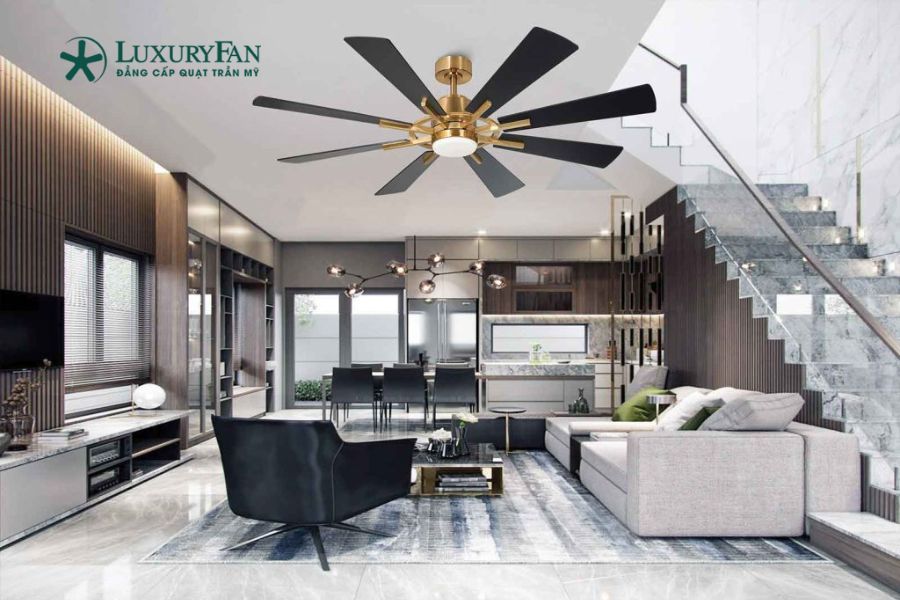 quạt trần 8 cánh có diện tích tiếp xúc với không khí lớn hơn, từ đó tạo ra luồng gió rộng, đều và ổn định hơn