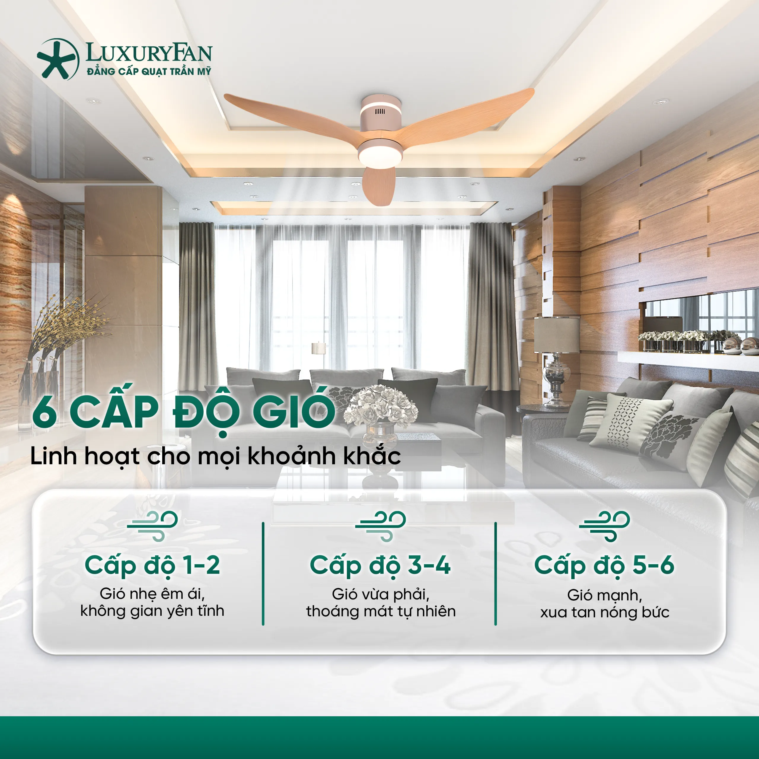6 cấp độ gió mát - linh hoạt từng thời điểm