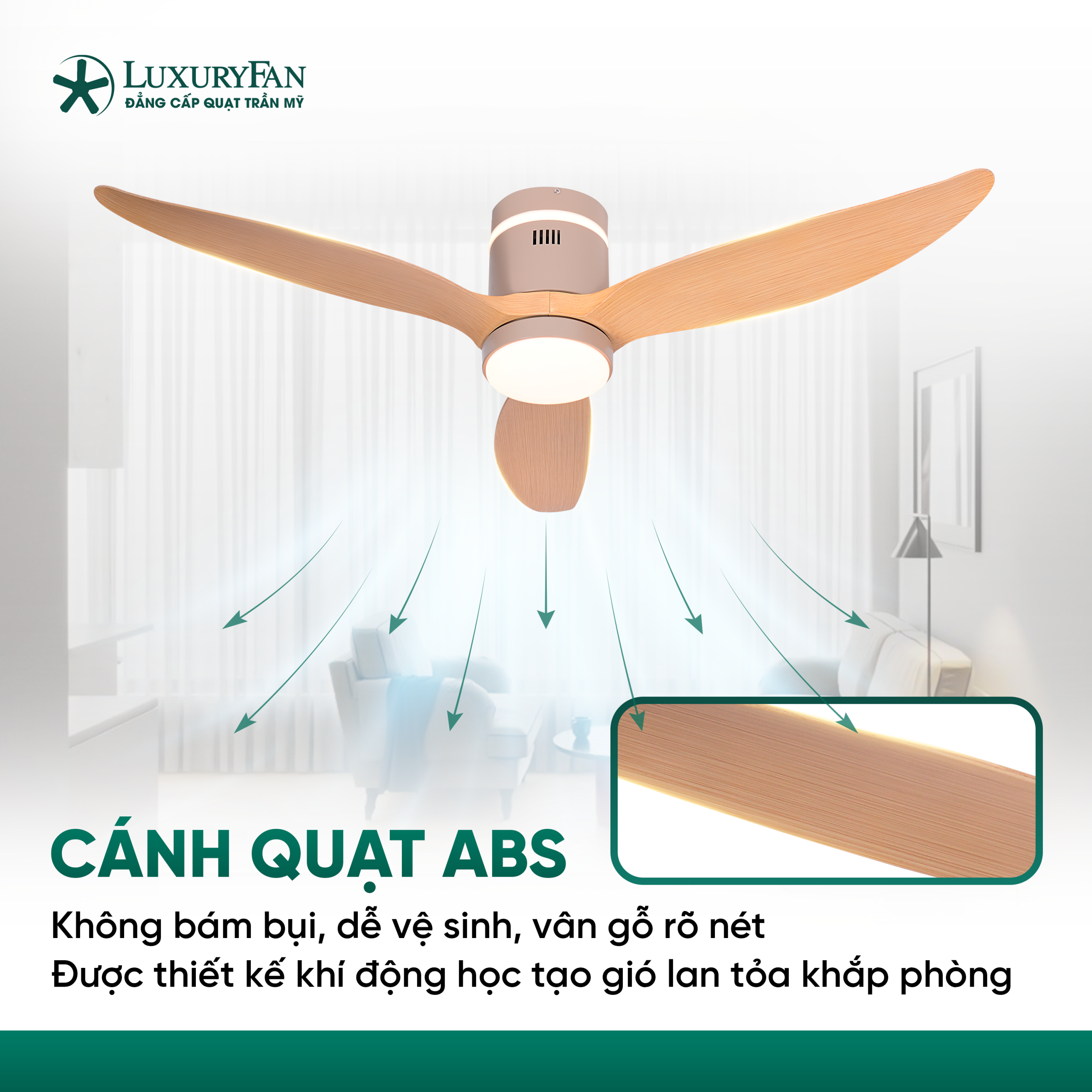 Sải cánh dài 132cm làm mát sâu & rộng