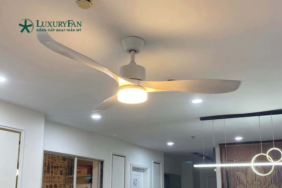 Quạt trần 3 cánh có đèn là thiết bị đa năng kết hợp làm mát và chiếu sáng, tối ưu thẩm mỹ không gian.