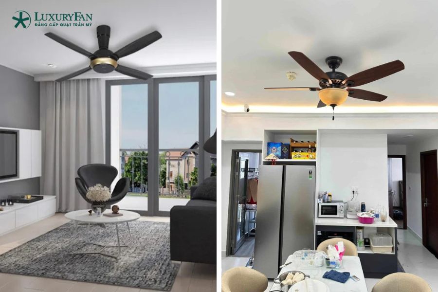 Cả hai loại quạt đều đảm bảo an toàn nếu được lắp đặt đúng kỹ thuật. Tuy nhiên, quạt 5 cánh thường nặng hơn, yêu cầu trần và móc treo chắc chắn hơn.