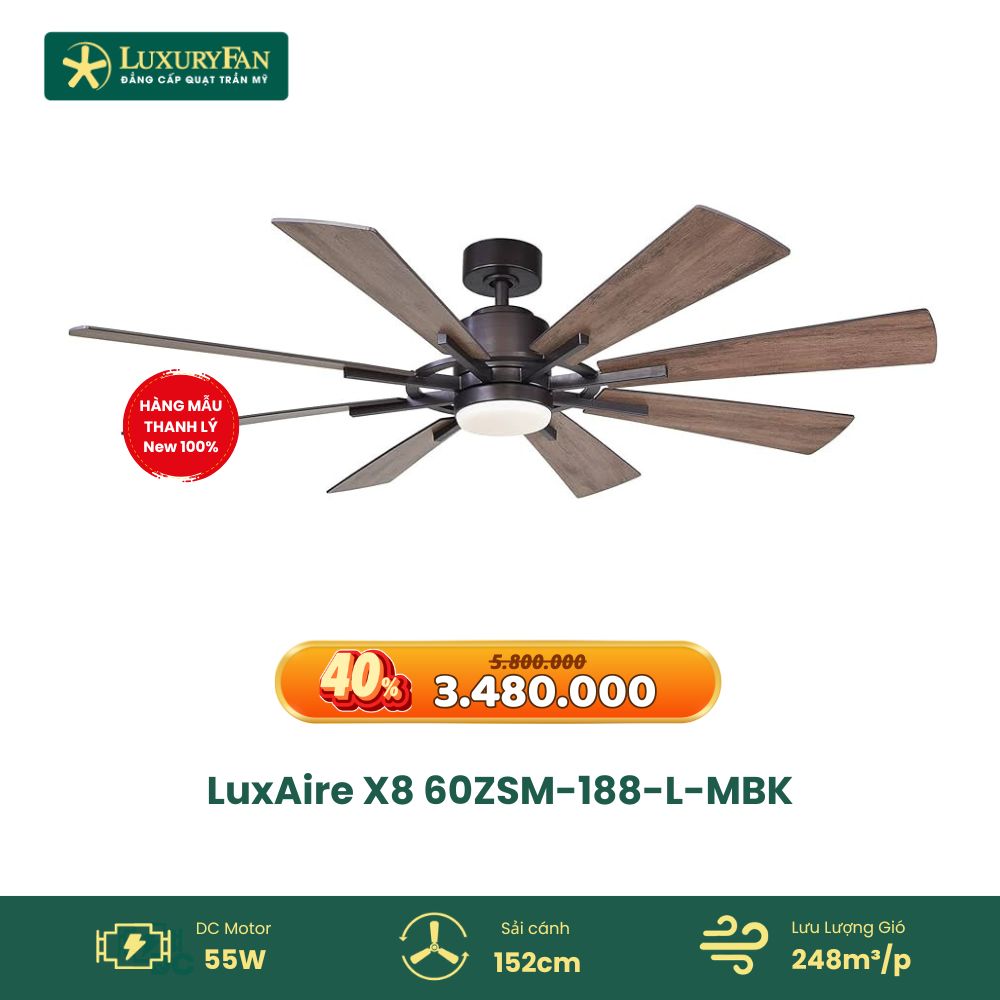 LuxAire X8 60ZSM-188-L-MBK