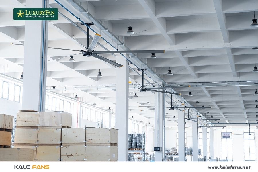 Quạt Trần Công Nghiệp HVLS Cho Kho Hàng – Giải Pháp Làm Mát Hiệu Quả Và Tiết Kiệm
