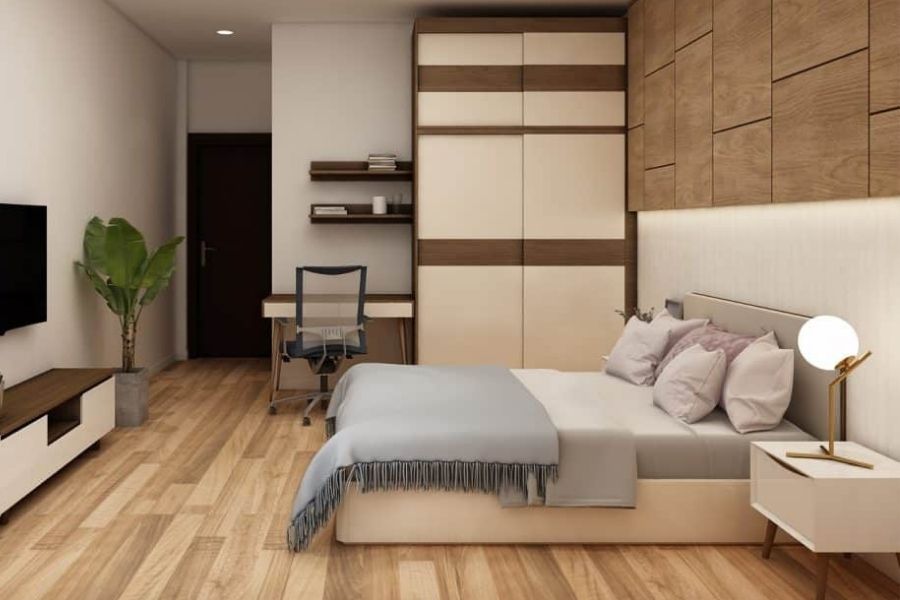 Đầu giường nên được kê sát vào tường để tạo cảm giác chắc chắn và an toàn khi ngủ