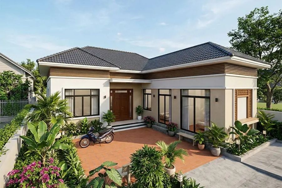 Cây xanh giúp giảm cảm giác khô cứng trong kiến trúc và tăng nguồn năng lượng tích cực cho ngôi nhà.