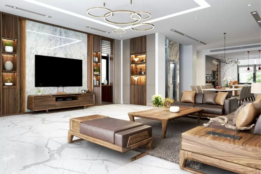 Phòng khách nên đặt gần cửa chính để đón sinh khí và giúp luồng khí lưu thông thuận lợi trong nhà