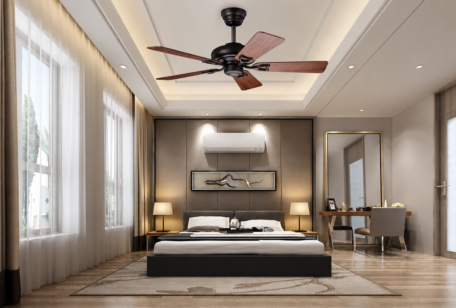 Quạt nên được đặt ở vị trí trung tâm phòng để tạo luồng gió đều