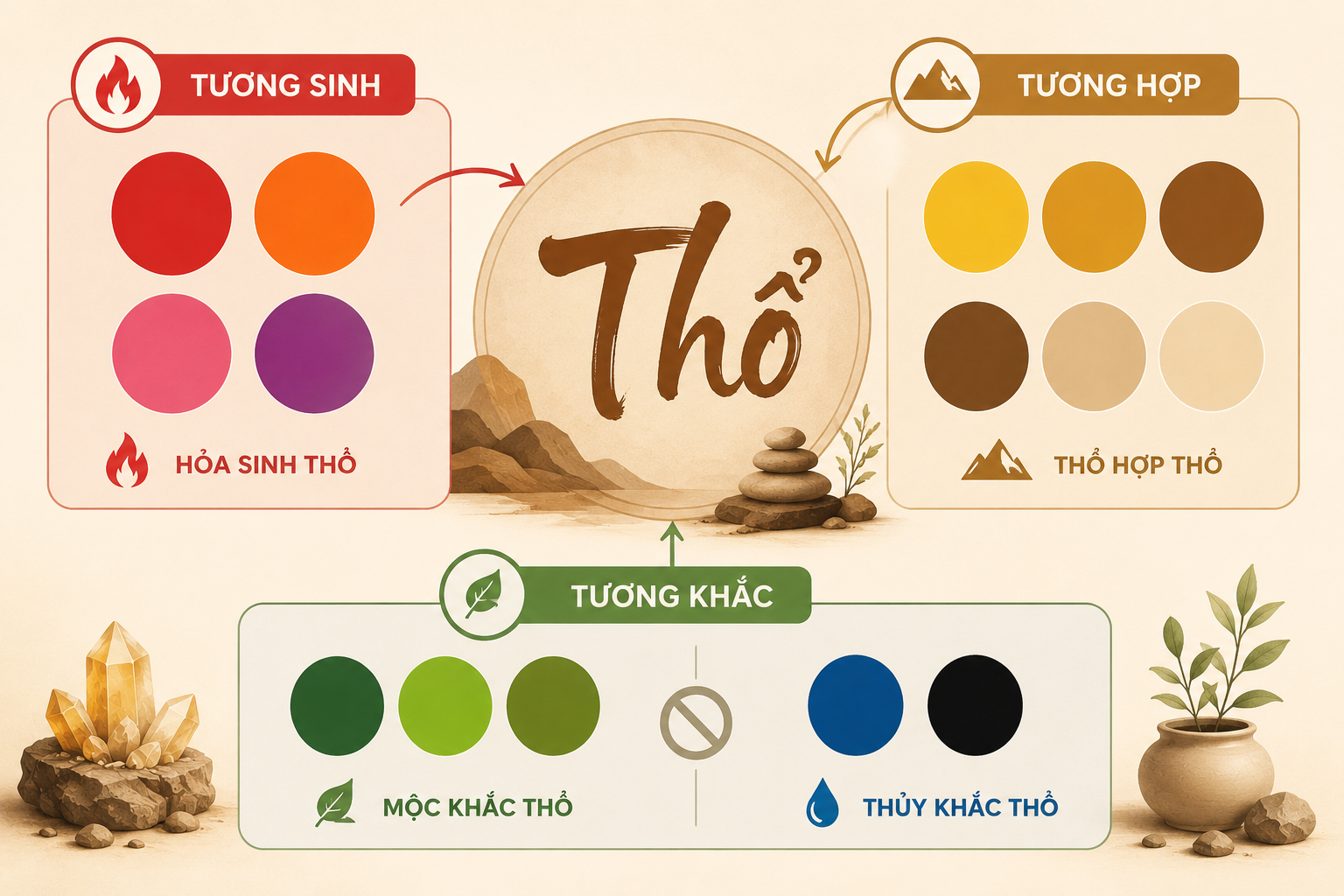 Màu Sắc Phong Thuỷ Mệnh Thổ