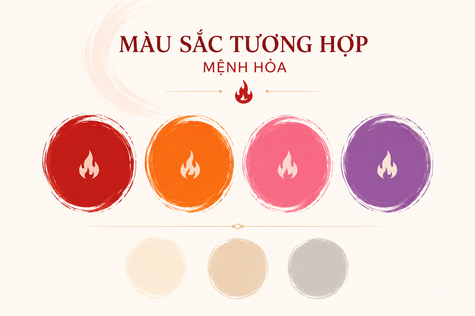 Bên cạnh màu tương sinh, người mệnh Hỏa cũng rất phù hợp với những gam màu thuộc chính bản mệnh