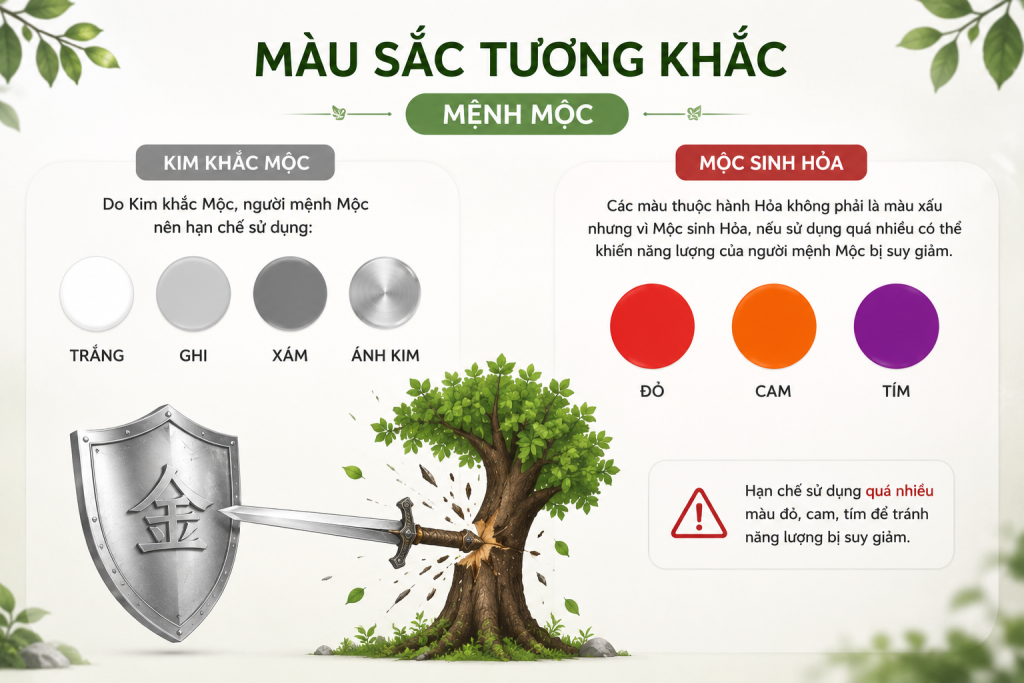 Do Kim khắc Mộc, người mệnh Mộc nên hạn chế sử dụng Trắng, Ghi, Xám, Ánh kim