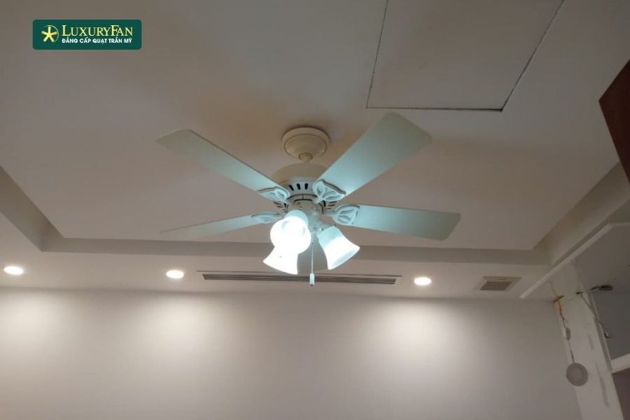 Nếu muốn tiết kiệm diện tích và tăng tính thẩm mỹ cho không gian, quạt trần tích hợp đèn là lựa chọn rất đáng cân nhắc.