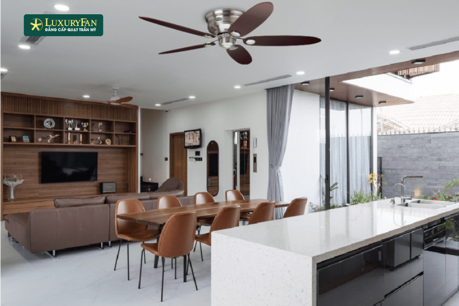 Quạt ốp sát trần là dòng quạt có thiết kế gần như áp sát hoàn toàn vào bề mặt trần nhà