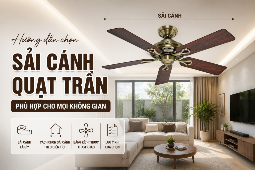Sải cánh quạt trần là gì? Cách chọn sải cánh quạt trần phù hợp cho từng không gian