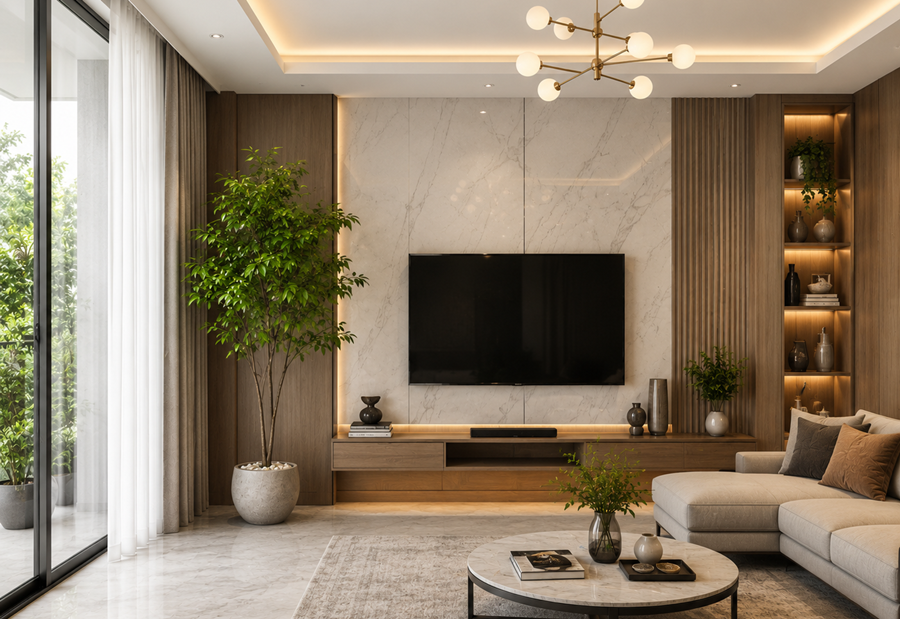 Cây xanh giúp không gian hiện đại trở nên mềm mại và gần gũi hơn.