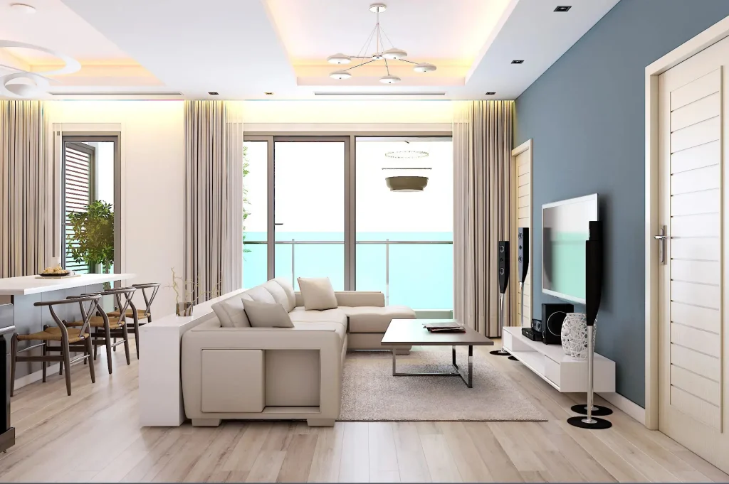 Trắng, kem, be và xám nhạt là những gam màu phù hợp với căn phòng có diện tích nhỏ hoặc ít ánh sáng tự nhiên.