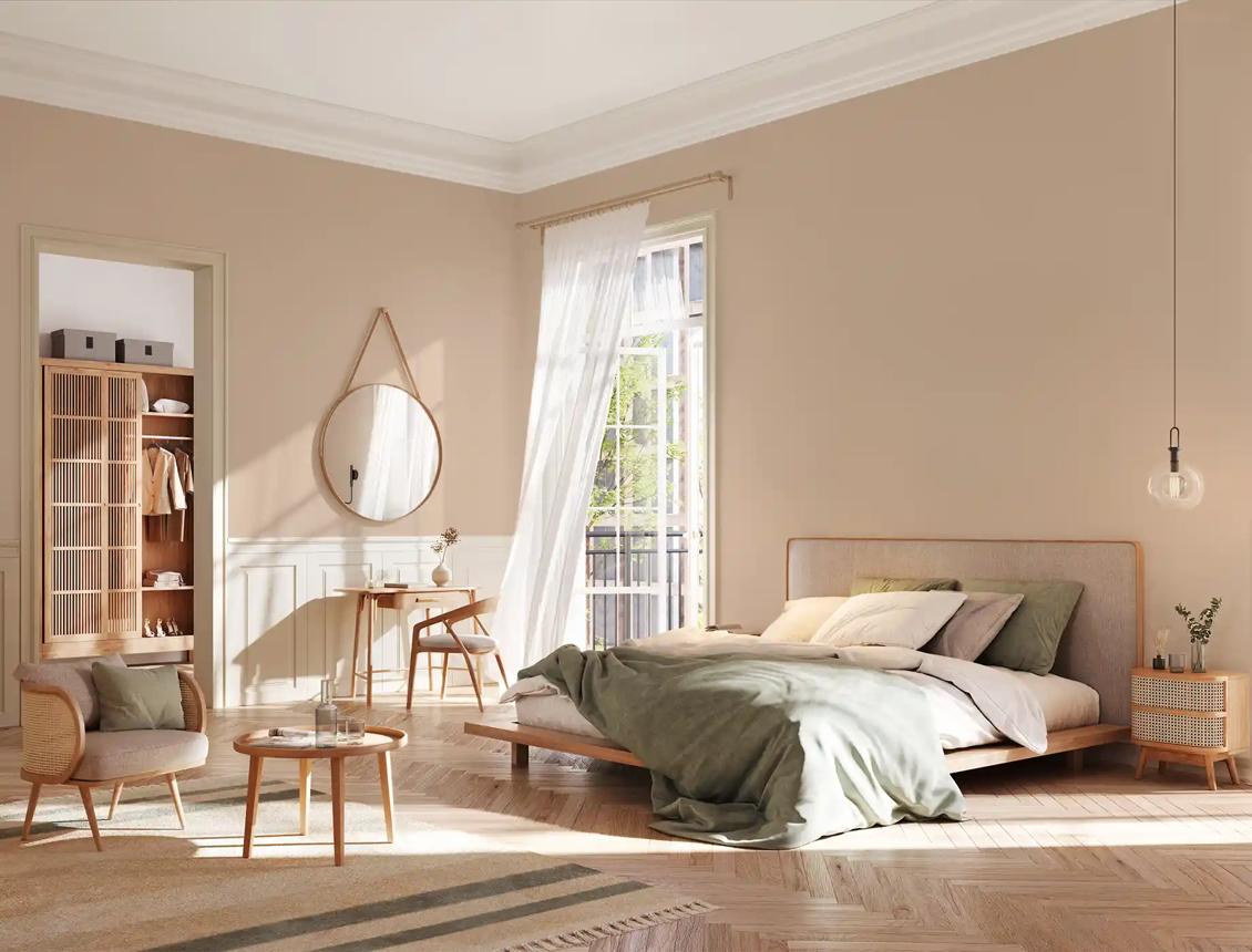 Phòng ngủ Scandinavian ưu tiên màu sắc nhẹ nhàng và đồ nội thất đơn giản để tạo cảm giác thư giãn.
