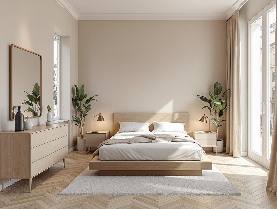 Phòng ngủ Scandinavian ưu tiên màu sắc nhẹ nhàng và đồ nội thất đơn giản để tạo cảm giác thư giãn.