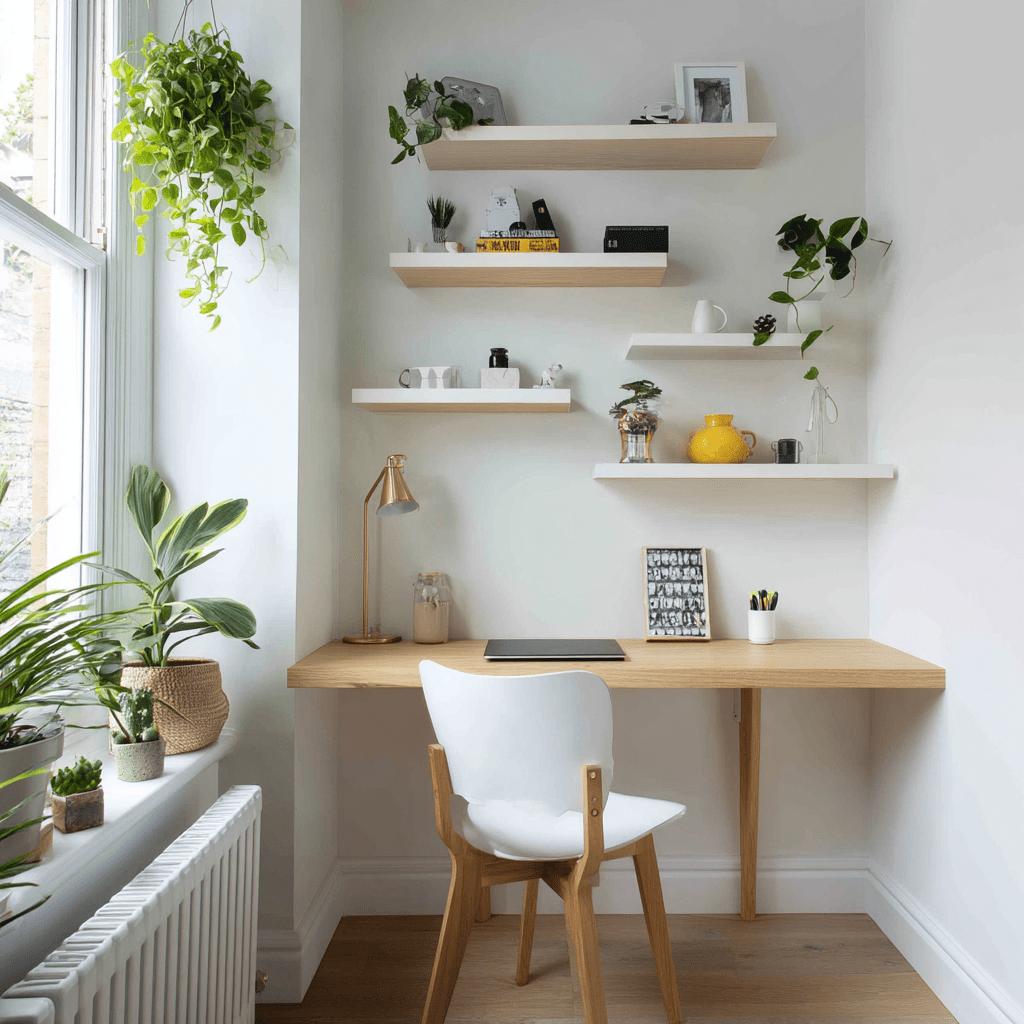 Góc làm việc Scandinavian được thiết kế gọn gàng, tận dụng ánh sáng tự nhiên và tạo cảm giác tập trung.