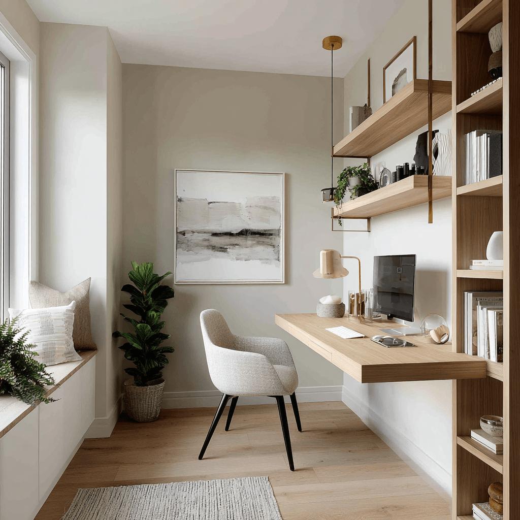 Góc làm việc Scandinavian được thiết kế gọn gàng, tận dụng ánh sáng tự nhiên và tạo cảm giác tập trung.