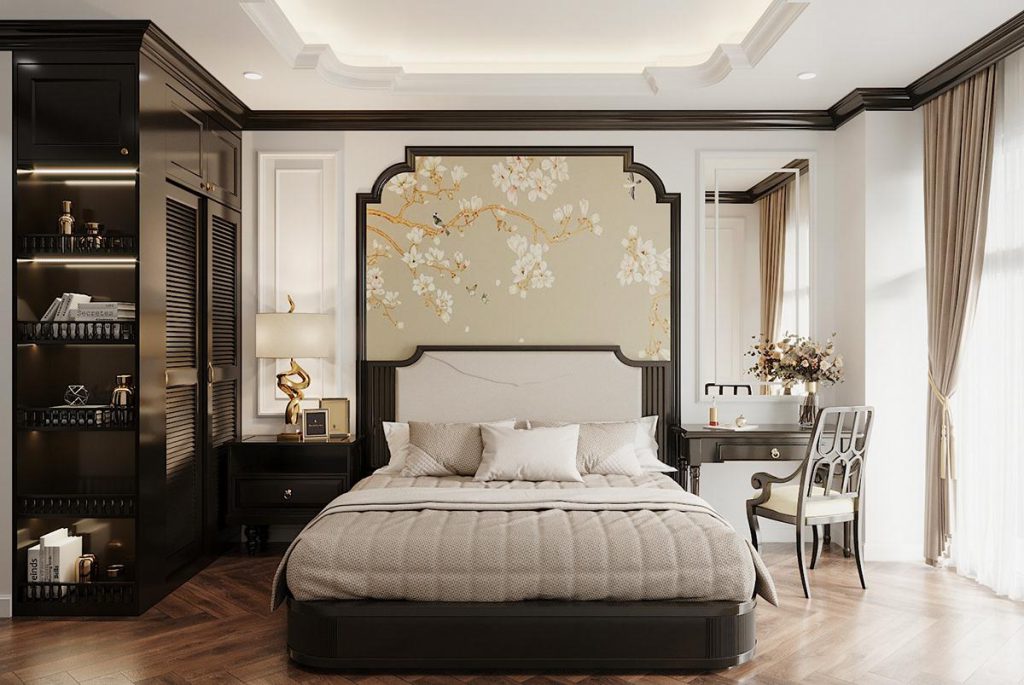 Phòng ngủ theo phong cách Indochine nên hướng đến cảm giác yên tĩnh, ấm cúng và thư giãn